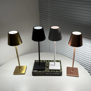 Безжична USB-акумулаторна настолна лампа Poldina, водоустойчив сензорен прекъсвач, Настолна лампа за спални, хол на хотела, ресторанта