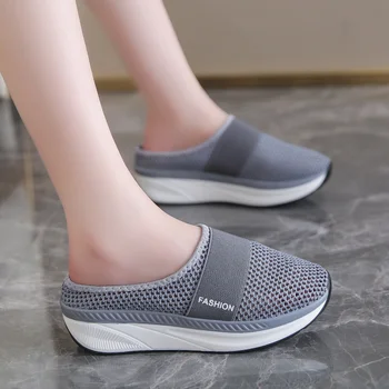2023 Нова дамски обувки, ежедневни обувки с по-голяма възглавница, нескользящие маратонки на платформа за жени, дишащи меш улични чехли за ходене