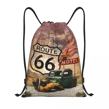 Потребителски Чанти на съвсем малък Route 66 За жени И Мъже, Леки Автомобилни пътища в САЩ, Пътен знак, Спортна раница за съхранение във фитнеса