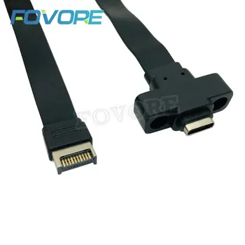 USB конектори 3.1 Удължител на предния панел от тип E до тип C Gen 2 10 Gbit/с Вътрешен кабел-адаптер с 2 винта 30 см/50 см/80 см
