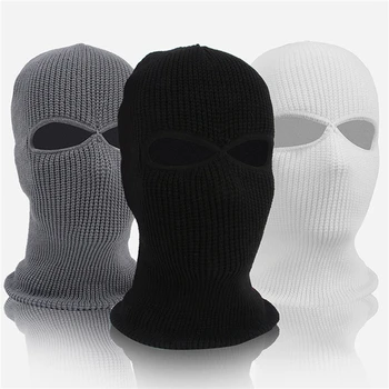 Зимна маска с пълно покритие за лице, балаклава с 2 дупки, вязаная капачка, армията тактическа CS, зимни ски велосипедна маска, шапка-бини, шал, топла маска за лице