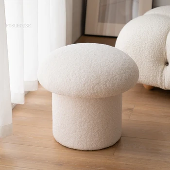 Скандинавски вълнен стол за грим за Спални, Модерен минималистичен тоалетка, Креативен Дизайнерски стол, Табуретка, разтегателен диван за почивка, Кръгла Табуретка