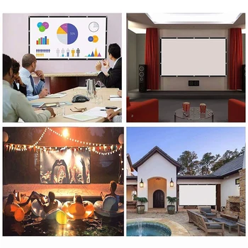 Прожекционен екран с бяла мрежа, който предпазва от светлина Прожекционен екран 16: 9 за дома, преносима светоотражающая плат 100-120 инча