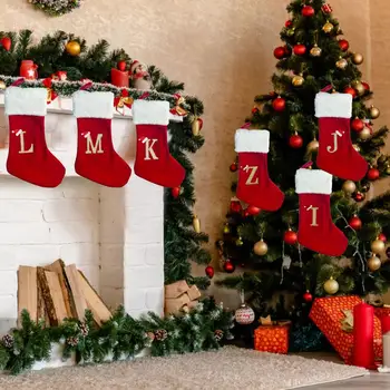 Коледни чорапи с играчки, Трайни Коледен Отглеждане, Реколта Възли Коледни Чорапи с празнична бродерия за подаръци