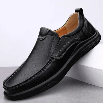 Висококачествени мъжки Дишаща кожена Бизнес обувки, Летни Мини Лоферы, Ежедневни обувки от естествена кожа, обувки за шофиране, Мокасини