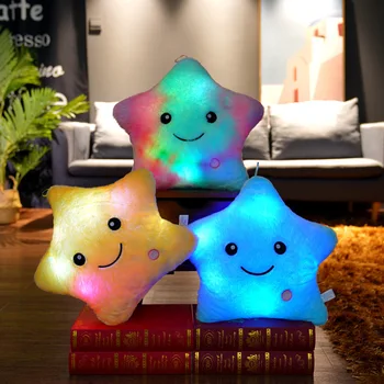 плюшен играчка с led осветление във формата на петолъчна звезда, възглавница