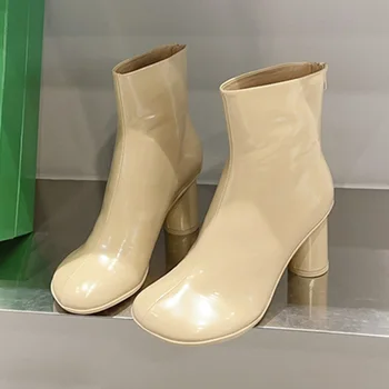 Новост есента 2023 г., дамски обувки от еднакво лачена кожа на сверхвысоком ток 10 cm