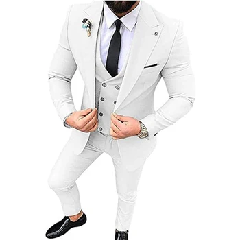 2023 Мъжки костюми за Сватбени партита, Бизнес и ежедневни костюми с ревера, комплект от 3 теми (блейзър + Жилетка + Панталони), оборудвана костюм Homme