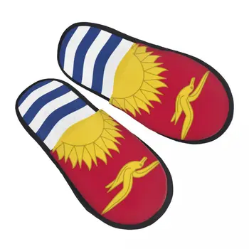 Домашни Топли Чехли с Флага на Кирибати, Зимни Домашни Плюшени Чехли, Модни Домашни Меки Пухкави Чехли