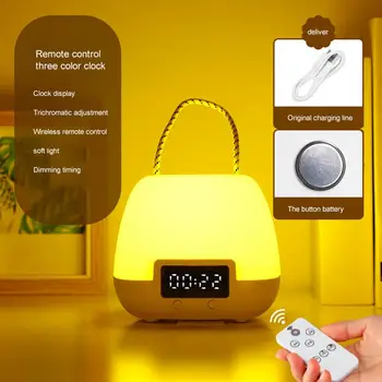Контрол на времето Настолна лампа Безжичен Пластмасов Творчески Часа дисплей дистанционно управление на нощна светлина, за да украсят дома