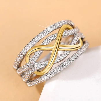 Huitan, Модни пръстени Безкрайна любов за жени, в Пълен блясък, Покрити с кубическим цирконием, Сватбени и Годежни пръстени, Модни луксозни бижута