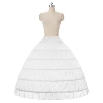 Висококачествени Евтини Бели 6 Обръчи Долните Прагове Плюс Размер Органза За балната зала рокли, Сватбени рокли Долната пола с Кринолином