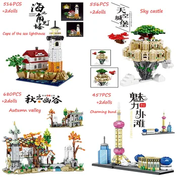 Ново Творческа емблематична сграда MOC, китайски модел на сградата, украса от фини прахови частици, подарък за детски образователни тухли играчки