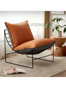 Скандинавски единична разтегателен диван и фотьойл, лека луксозна дневна в стил хаундстут, мързелива окото, червени дизайнерски балкон за почивка
