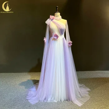 3235 Real Zuhair Hari High Neck Purple Line robe de soirée femme vestidos de noche abendkleider evening dresses вечерна рокля