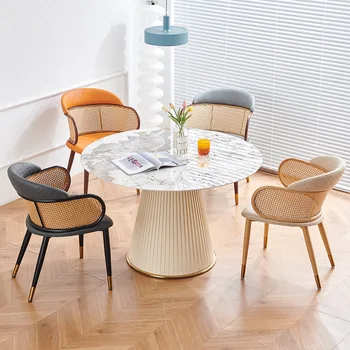 Оплетена маса за Хранене, стол от ратан в Скандинавски стил, Семеен ресторант, Дизайнерско Винтажное Кафе стол, Магазин, единична стол, Нов дропшиппинг