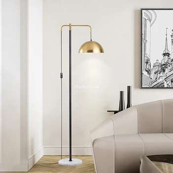 Модерен Мрамор под лампа Творчески Стоящ Скандинавски малка странична Лампа на Ъгловата Лампа Високо Златна Лампа за спални