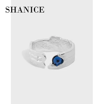SHANICE Аутентичное отворен пръстен от сребро S925 Проби, Ослепителни пръстени във формата на фианита с микромощением За жени, Луксозни сватбени аксесоари, Изискани