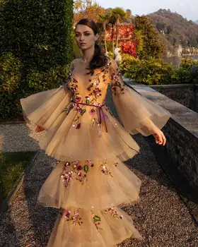 Абитуриентски рокли Ciynsia Haute 2023, вечерна рокля с пищни ръкави, Трапециевидные тюлевые елегантни вечерни рокли за жени, Луксозни