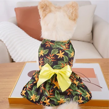 Рокля принцеса в хавайски стил за кучета, котки, кученца, сватбена рокля за парти, Дънкови поли, летни дрехи за малки кучета
