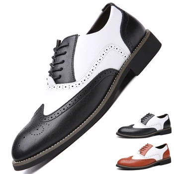 Мъжки Обувки С Остри Пръсти, Британски Кожени Обувки Дерби с цветни блокчета, Лоферы Chaussure Homme Luxe, Реколта Лоферы с надпис от типа на 