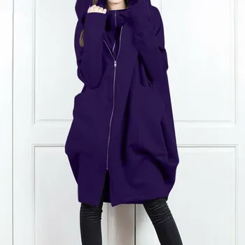 Голям размер 5XL дамски обикновена качулки с цип, есенни изолирана палто с качулка и дълъг ръкав, ежедневни флисовые якета Оверсайз с джобове