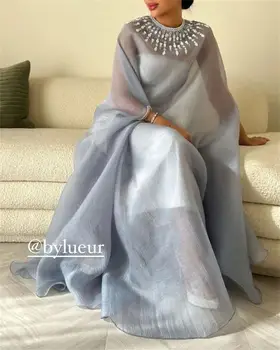 Нови рокли за бала в Саудитска Арабия с дълъг ръкав и кръгло деколте Дължина до щиколоток, бродирани с мъниста, Вечерна рокля за официални събития, Секси вечерна рокля
