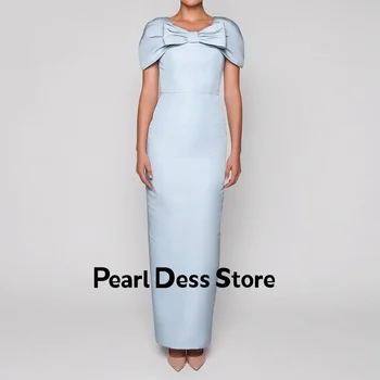 Перлена рокля, Небето-синьо атласное рокля за бала, Дълга Рокля 2023 с голям нос и ръкав-капор дължина до пода, на Официална вечерна рокля Robe De Soiree