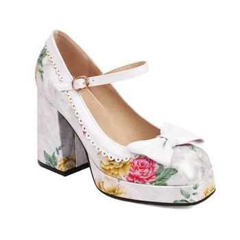 Елегантни Модни Дамски обувки с лък, Бели Сватбени обувки на висок ток, обувки-лодка за младоженци, Zapatos De Mujer, Обувки Мери Джейн, Големи Размери 47 48 78-5