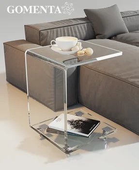 Акрилни скандинавски модерен минималистичен мултифункционални подвижни прозрачни масичка за кафе ins cart приставной масичка за дивана