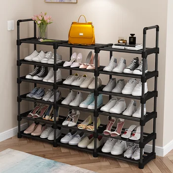 Многопластова стойка за обувки от пода до пода, метална стойка за съхранение на обувки, спалня, хол, подсилена стойка за обувки