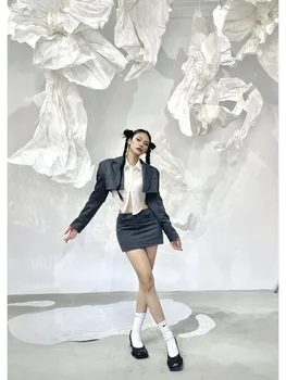 UNXX Пролетно-Есенни Комплекти с къса пола, Женски модерен Блейзър, Потник + пола с висока талия, Корейски тенденция, дамски дрехи, новост 2023 година