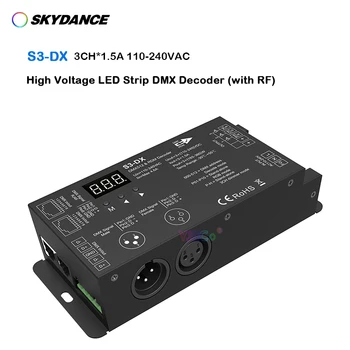 Skydance 4 PWM Висока led лента DMX декодер 110-220v ac 3CH * 1.5 A DMX контролер на сигнала 2.4 G RF RGB с дистанционно управление.