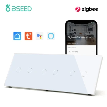 BSEED ZigBee монтиран на стената lcd сензорен Прекъсвач Тройна 3/6/9 Банда Безжичен Интелигентен сензорен Прекъсвач на светлината на Hristo Smart Life Google Home Гласово управление
