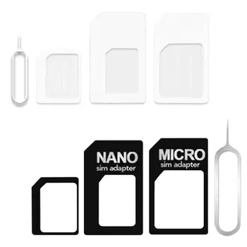 4 в 1 за преобразуване на nano SIM карта в Micro/ стандартен адаптер, набор от инструменти Micro Sim в стандартен размер