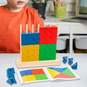 Класическите Дървени Строителни Блокове на Геометрична Триъгълник Набор от Блокове за Предучилищно Обучение Деца, Момчета, Момичета, Вечерни Аксесоари Празничен Подарък