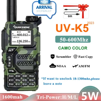 UV-K5 Преносима радиостанция Quansheng Камуфляжного Цвят 50-600 Mhz Военно Качеството на Радио Type C Зареждане AM 5 W DTMF Кодиращо NOAA Безжична Копие