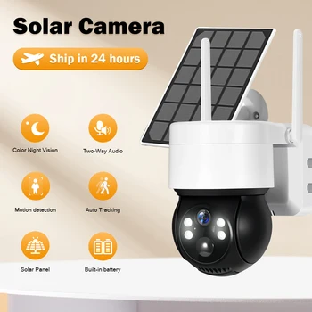 Външна Wi-Fi интернет, Слънчева Камера Видеонаблюдение за Защита на дома за сигурност Батерия с Дълъг режим на готовност Mini iCSee AI Human PTZ