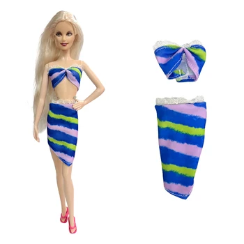 NK 1 Комплект синьо трико, модерно бикини, летни плажни плувни костюми, дрехи за плуване кукли Барби, аксесоари за малки момичета, играчки