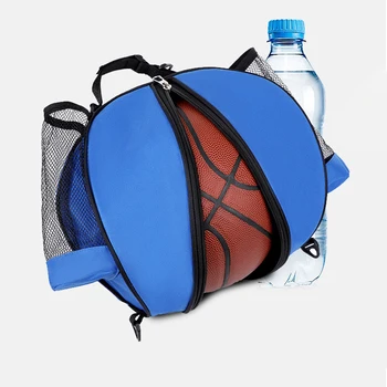 Мрежести рамо чанти за футболни топки, Еластична, баскетболно чанта с кръгла форма, подвижна презрамка, кука за симулатори