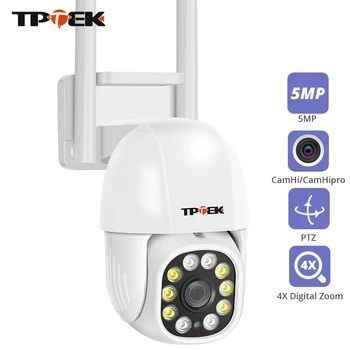 5-Мегапикселова IP камера, WiFi PTZ Камера за наблюдение на Сигурността 2MP Wi-Fi И 4-Кратно Цифрово Увеличение Проследяване на Движението на Цветно Нощно Виждане CamHi Camara