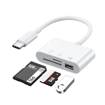 Мултифункционален четец на карти 3 в 1 за Type C C със зарядно, USB порт, SD TF Card Reader Комплект за свързване на камера