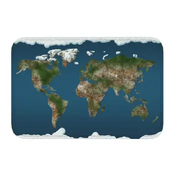 Обичай Мат с Карта на света, на Земята, Противоскользящий географски подложка за баня, Кухня, хол, 40*60 см