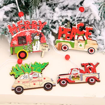 Коледа Нова година Коледни декорации, Окачен декорация за дома, Детски играчки, Подаръци, Коледни украси, Дървени Цветни кола
