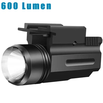 Тактически пистолетен фенер на 600 Лумена, led оръжеен фенер с функция за светлинни ефекти, быстросъемный за инсталиране на Picatinny релса на 20 и 21 мм