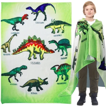 Детско одеало с динозавром, одеало за момчета и момичета, Меко и Приятно Фланелевое одеяло 55 × 39 Инча, Персонални Флисовое Одеяло, Машина