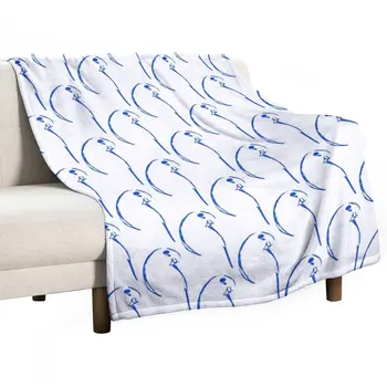 Ново синьо одеяло с една вълнообразна попугайчиком, одеяла за дивани, Модерни завивки за дивана