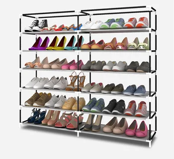 Пыленепроницаемая двухрядная проста многопластова а обувките от плат, шкаф за обувки в колекцията, просто модерна подсилени стойка за обувки