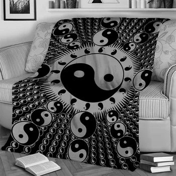 Китайското 3D одеяло Тайдзи Bagua Ин Ян, Мека постилка за дома, легла, мека мебел, Пикник, туристически, Офис, Покривки, юрган, деца