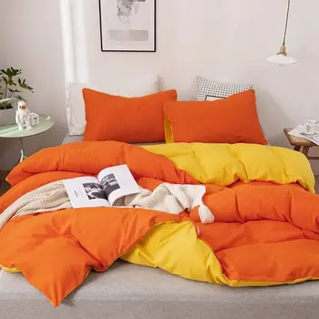 Проста чаршаф за спални, комплект от три елемента, Оранжевото стеганое одеяло, Специално одеало за къща под наем, с четири теми